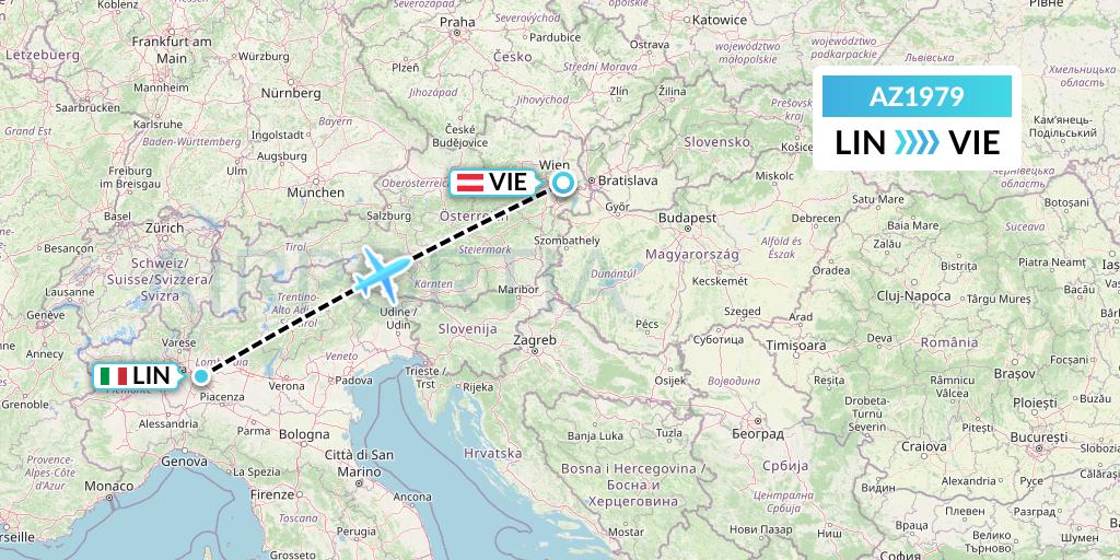 AZ1979 ITA Airways Flight Map: Milan to Vienna