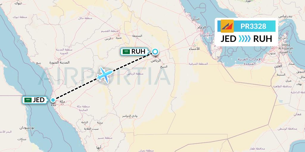 PR3328 Philippine Airlines Flight Map: Jeddah to Riyadh