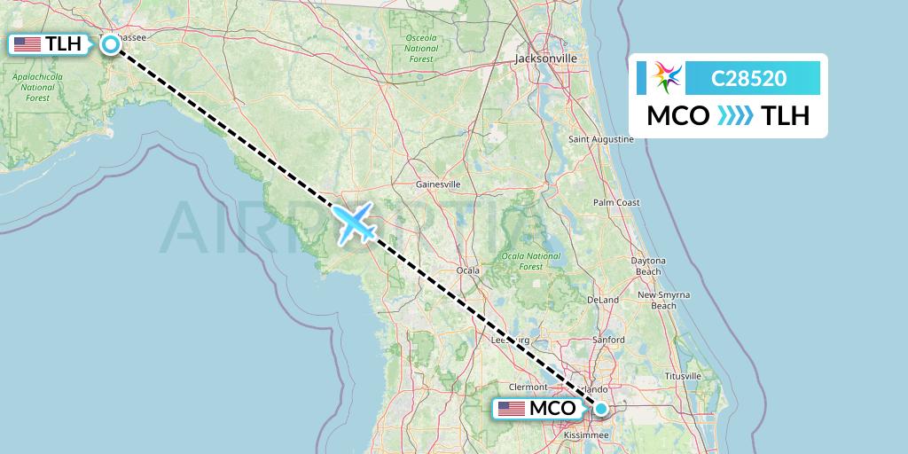 C28520 Ceiba Intercontinental Flight Map: Orlando to Tallahassee