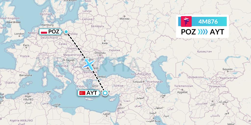 4M876 LATAM Airlines Argentina Flight Map: Poznan to Antalya