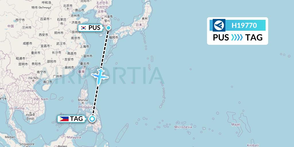 H19770 Hahn Air Systems Flight Map: Busan to Tagbilaran City