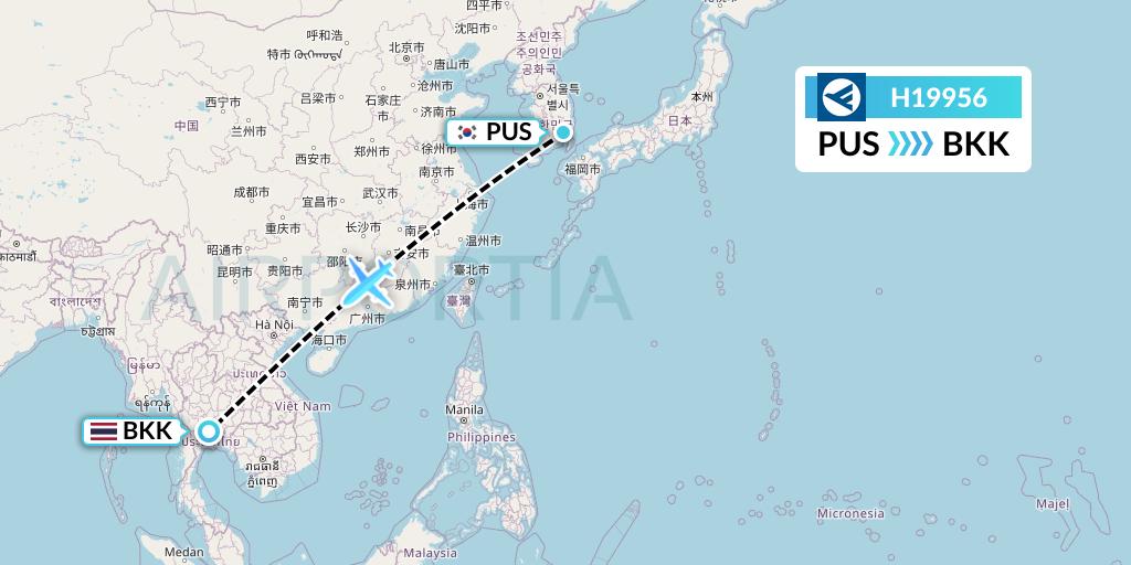 H19956 Hahn Air Systems Flight Map: Busan to Bangkok