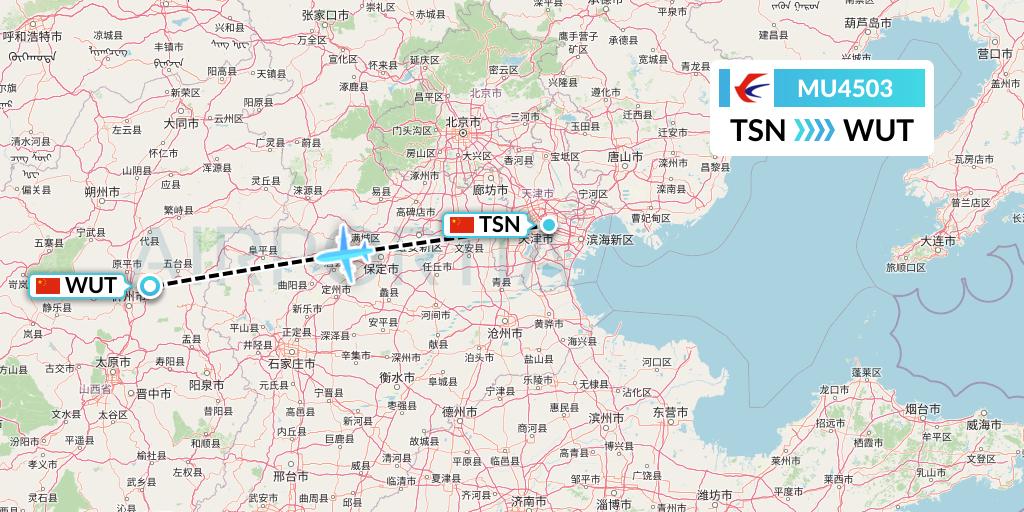 MU4503 China Eastern Airlines Flight Map: Tianjin to Taiyuan