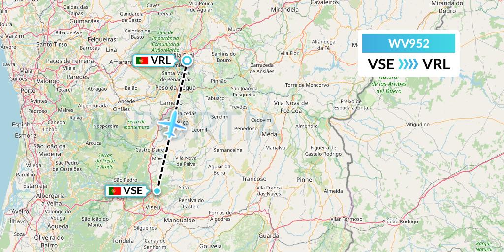 WV952 Flynamibia Flight Map: Viseu to Vila Real