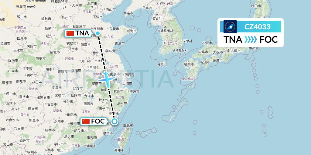 CZ4033 China Southern Airlines Flight Map: Jinan to Fuzhou