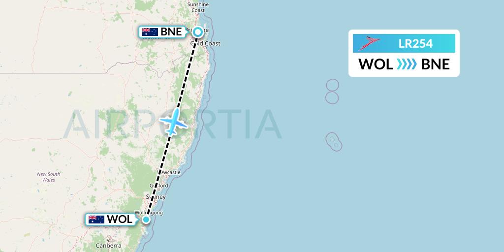 LR254 Lacsa Flight Map: Australia to Brisbane