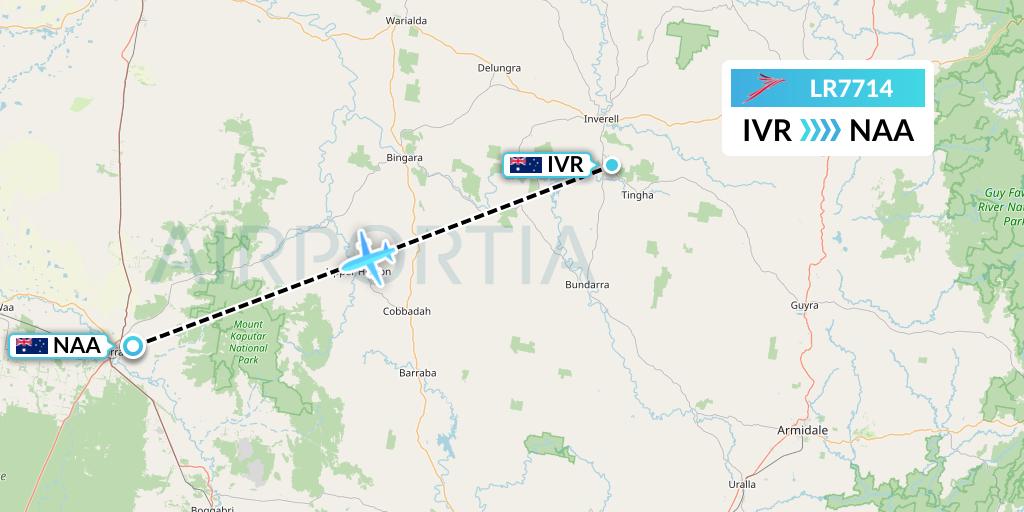LR7714 Lacsa Flight Map: Australia to Narrabri