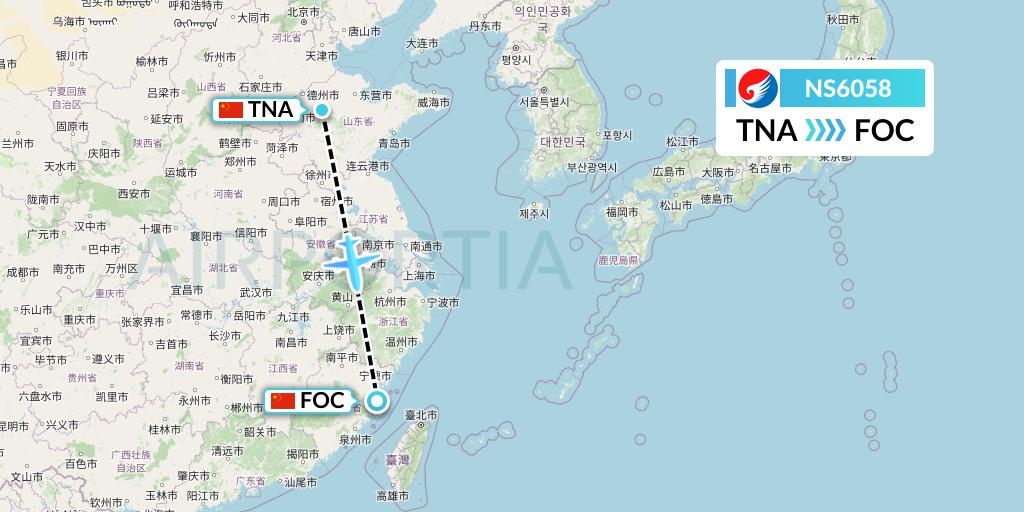 NS6058 Hebei Airlines Flight Map: Jinan to Fuzhou