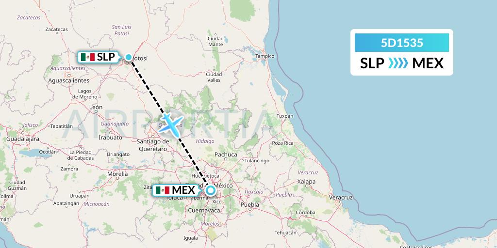 5D1535 Aeromexico Connect Flight Map: San Luis Potosi to Mexico City