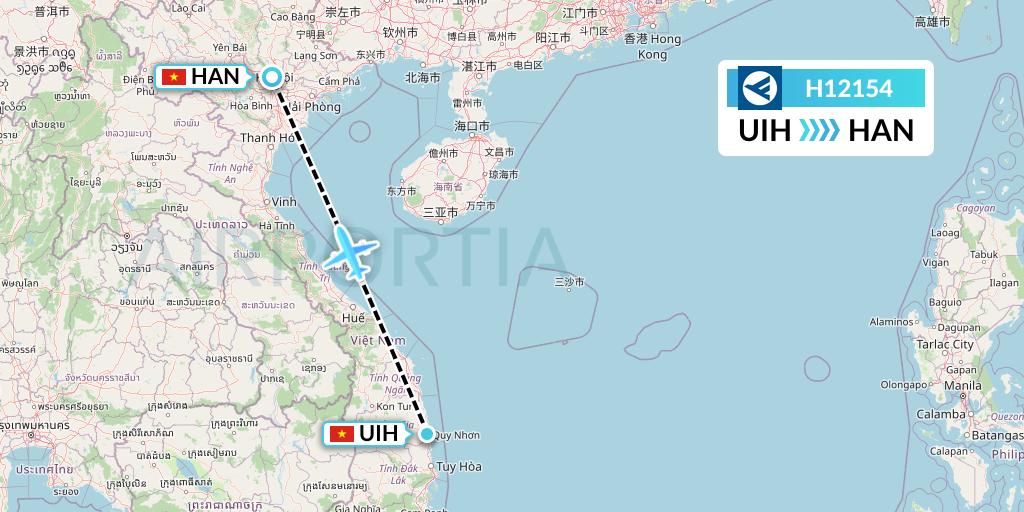 H12154 Hahn Air Systems Flight Map: Qui Nhon to Hanoi