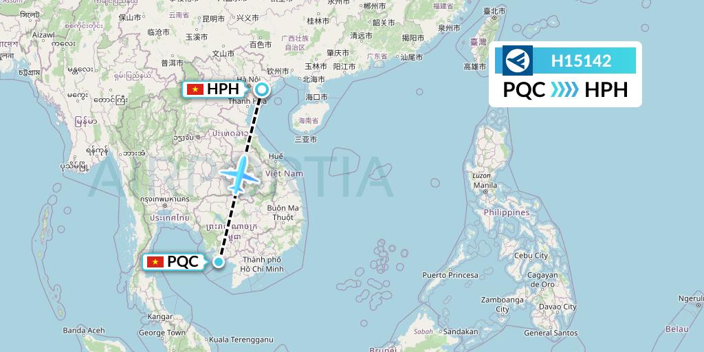 H15142 Hahn Air Systems Flight Map: Phu Quoc to Haiphong