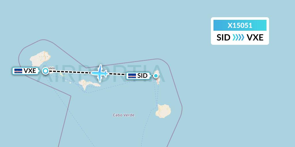 X15051 Nik Airways Flight Map: Espargos to Sao Vicente