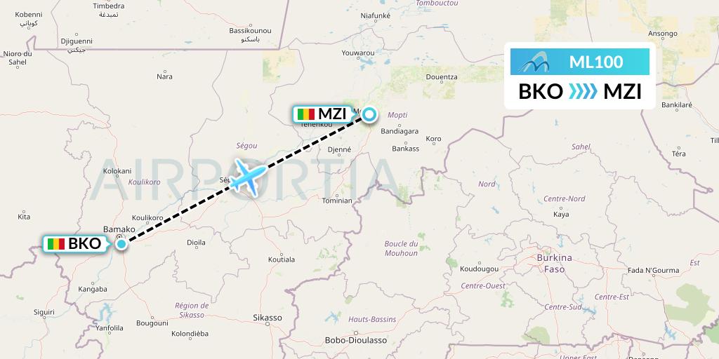 ML100 Air Mediterranee Flight Map: Bamako to Mali
