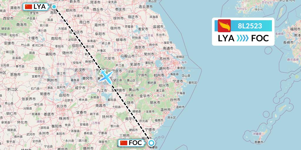 8L2523 Lucky Air Flight Map: Luoyang to Fuzhou