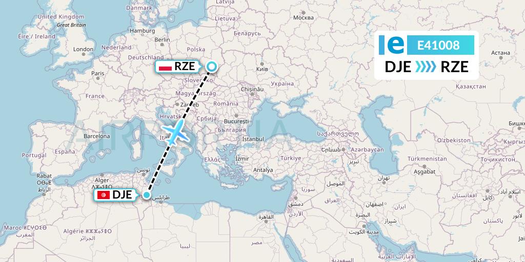 E41008 Estelar Latinoamerica C.A. Flight Map: Djerba to Rzeszow