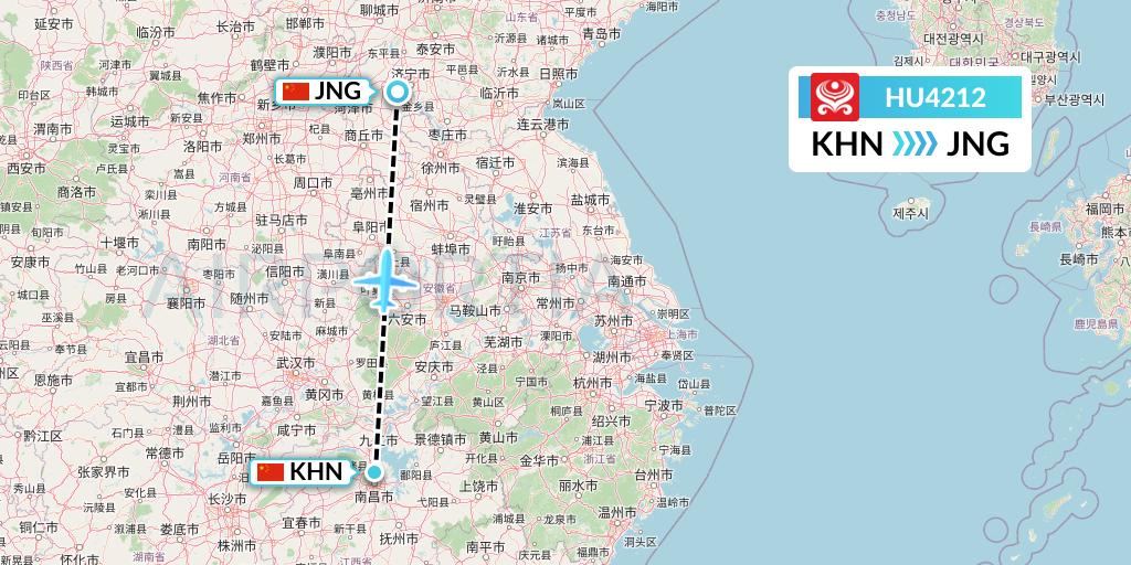 HU4212 Hainan Airlines Flight Map: Nanchang to Jining