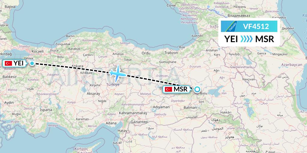 VF4512 ValuAir Flight Map: Bursa to Mus