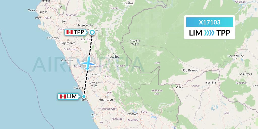 X17103 Nik Airways Flight Map: Lima to Tarapoto