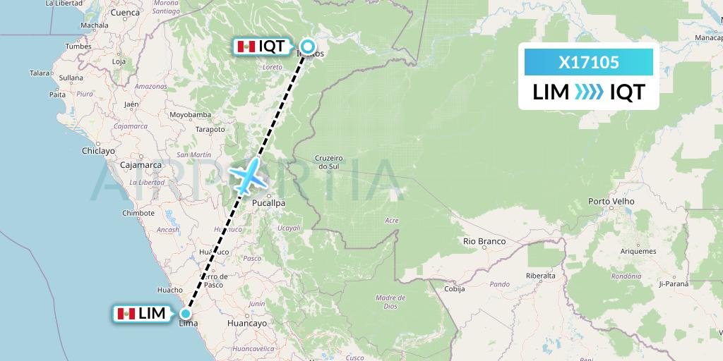 X17105 Nik Airways Flight Map: Lima to Iquitos