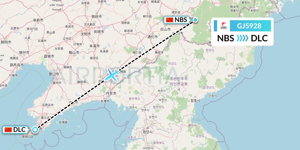 GJ5928 Loong Airlines Flight Map: Baishan to Dalian