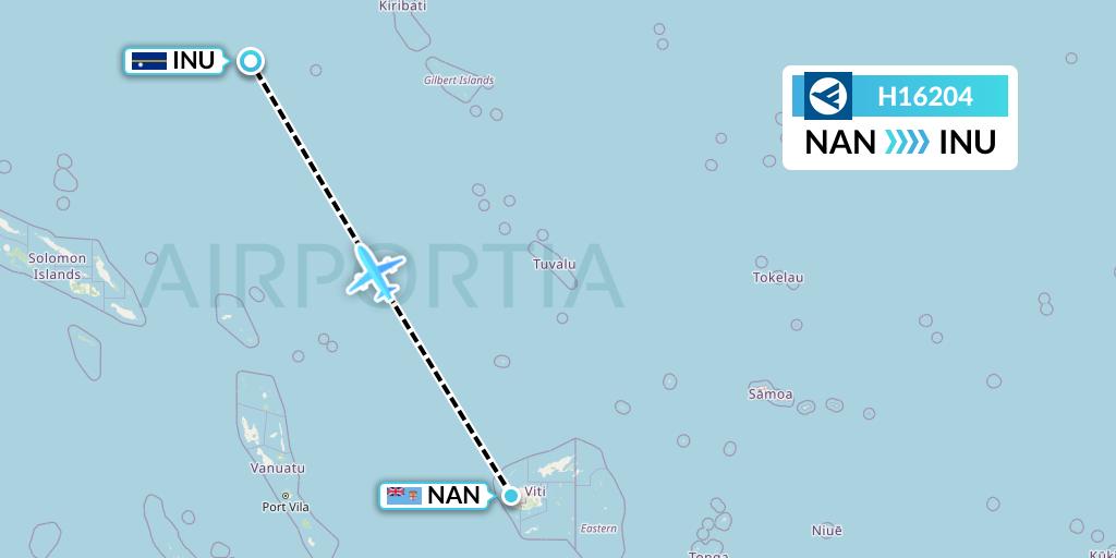 H16204 Hahn Air Systems Flight Map: Nadi to Yaren District