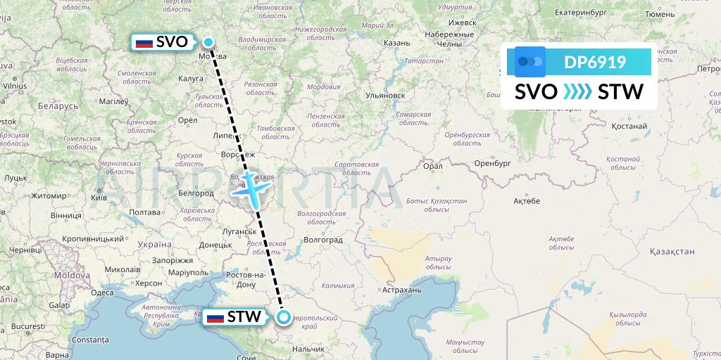 DP6919 Pobeda Flight Map: Moscow to Stavropol
