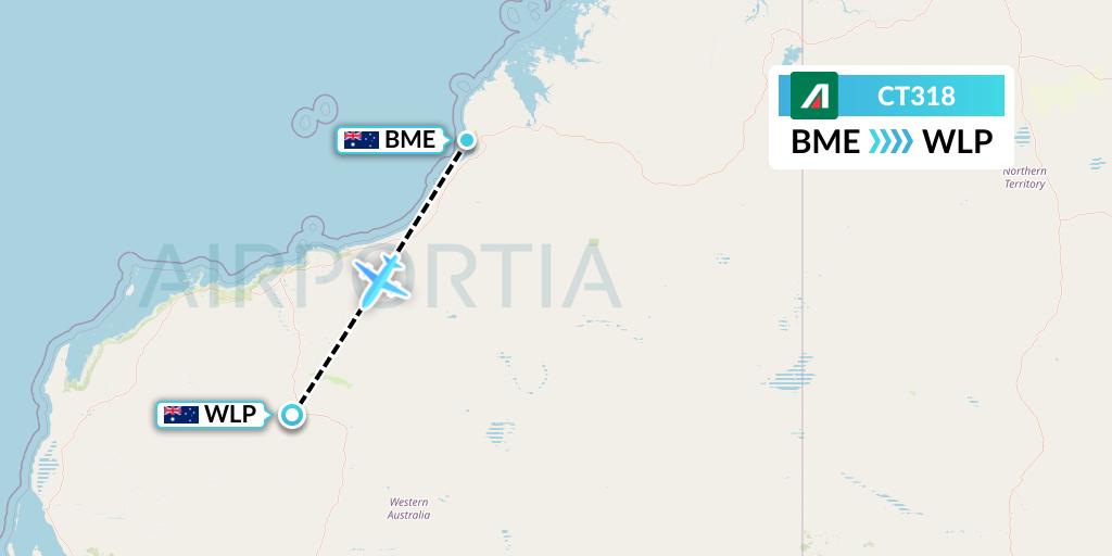 CT318 Alitalia CityLiner Flight Map: Broome to West Angelas