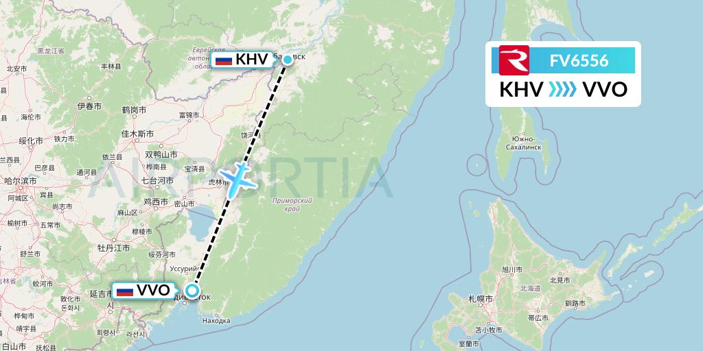 FV6556 Rossiya Flight Map: Khabarovsk to Vladivostok