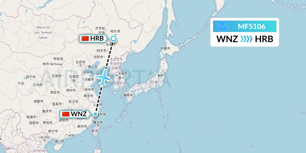 MF5106 Xiamen Airlines Flight Map: Wenzhou to Harbin