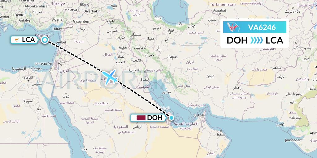 VA6246 Virgin Australia Flight Map: Doha to Larnaca