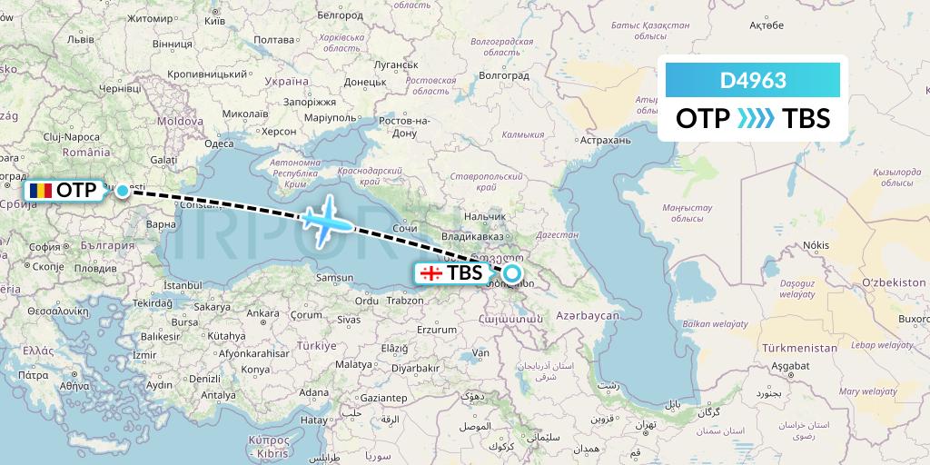 D4963 Dart Flight Map: Bucharest to Tbilisi