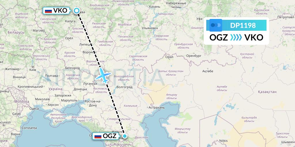 DP1198 Pobeda Flight Map: Beslan to Moscow