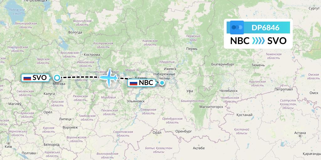 DP6846 Pobeda Flight Map: Naberezhnye Chelny to Moscow
