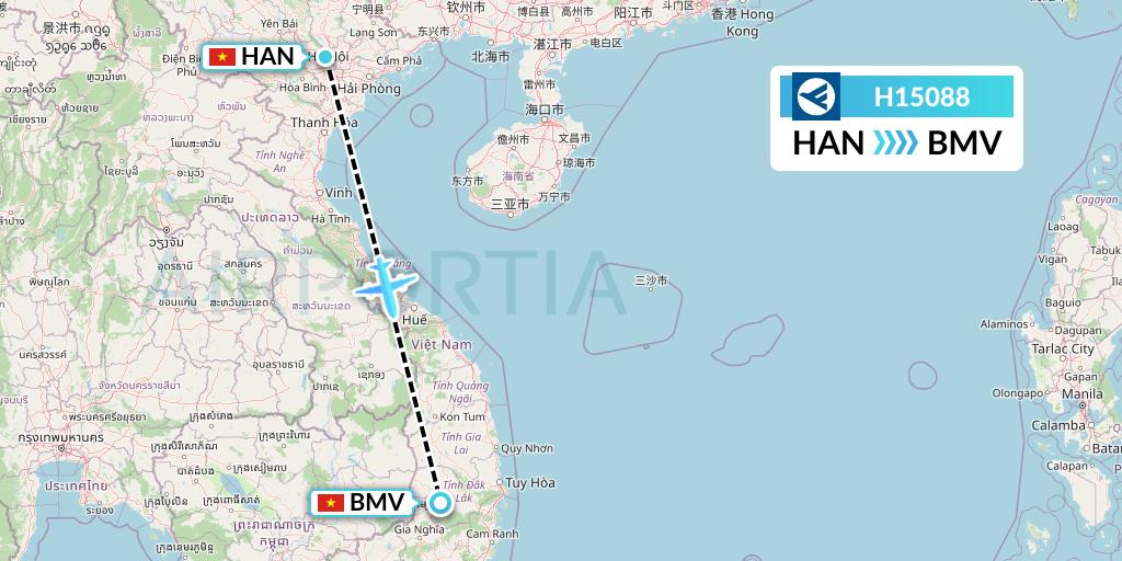 H15088 Hahn Air Systems Flight Map: Hanoi to Buon Ma Thuot