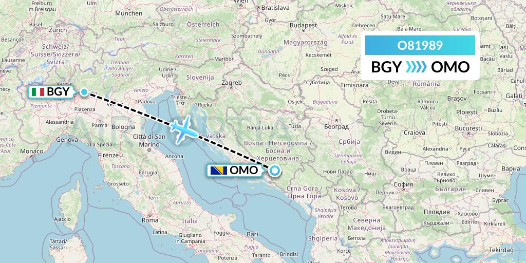 O81989 Siam Air Flight Map: Milan to Mostar