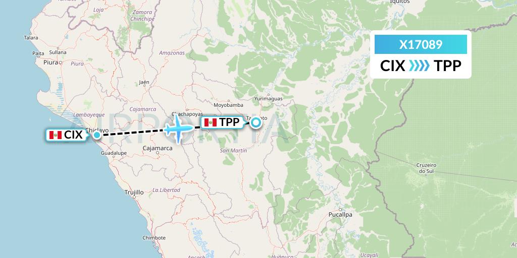 X17089 Nik Airways Flight Map: Chiclayo to Tarapoto