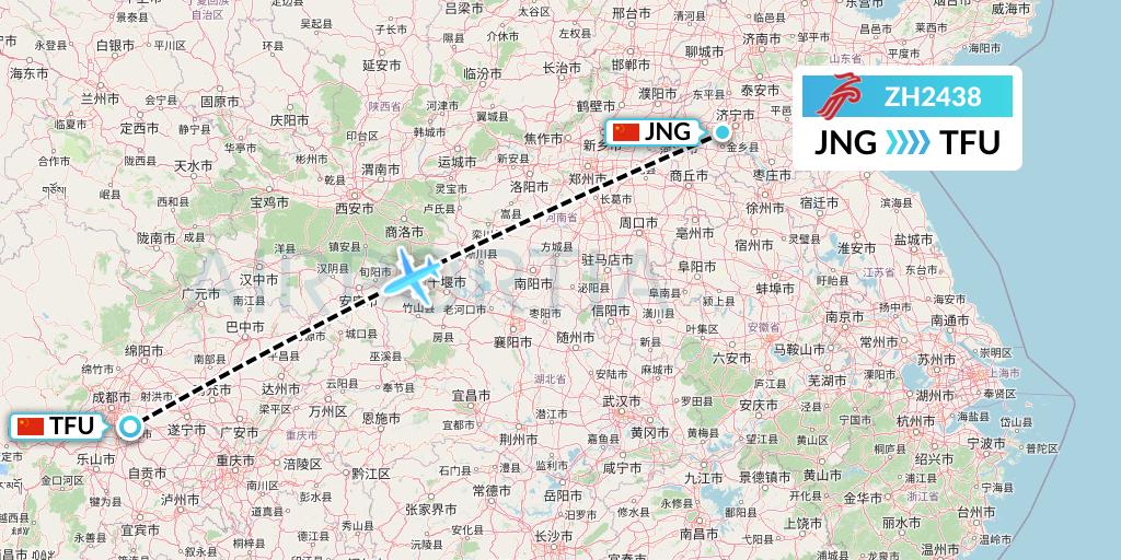 ZH2438 Shenzhen Airlines Flight Map: Jining to Chengdu