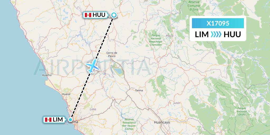 X17095 Nik Airways Flight Map: Lima to Huanuco