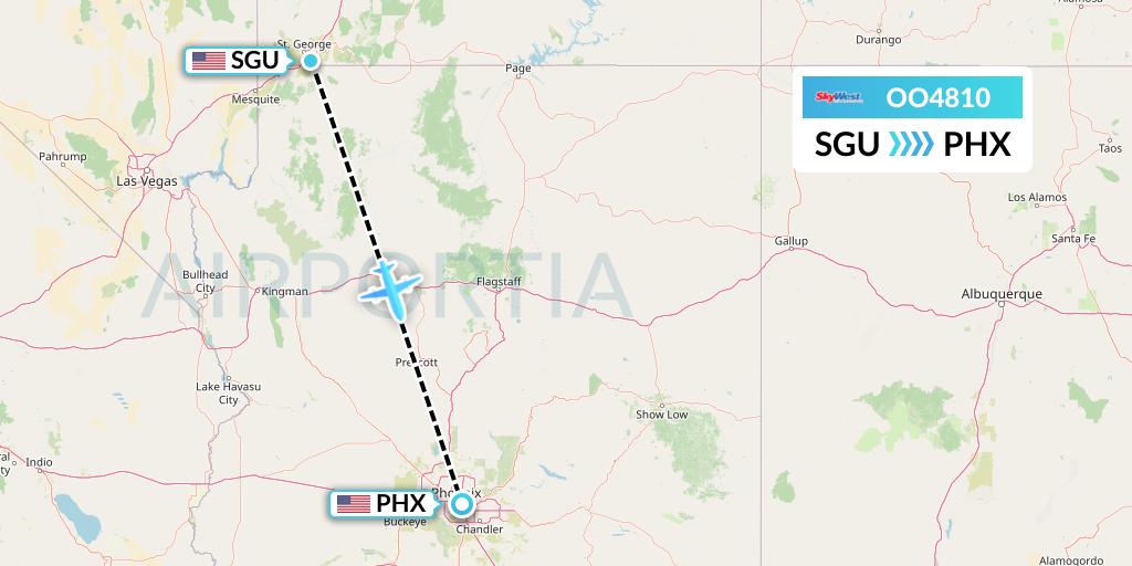 OO4810 SkyWest Airlines Flight Map: St. George to Phoenix