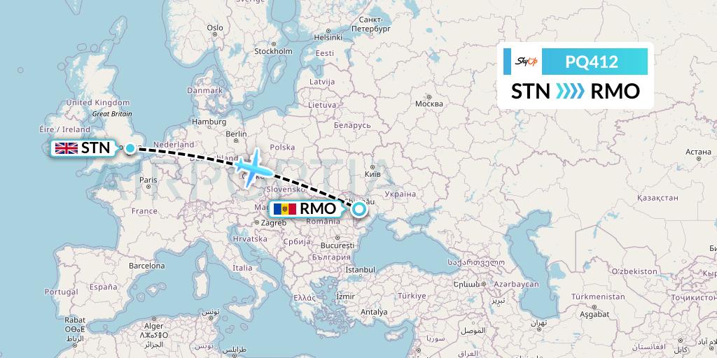 PQ412 SkyUp Airlines Flight Map: London to Chisinau