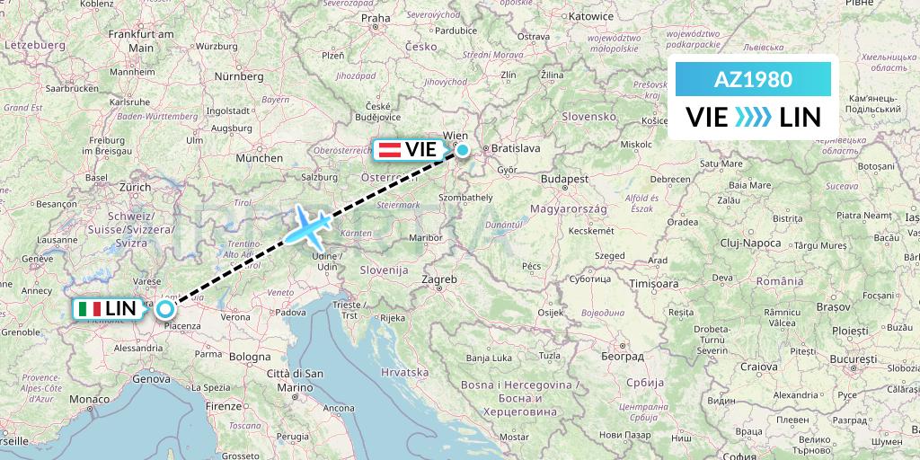 AZ1980 ITA Airways Flight Map: Vienna to Milan