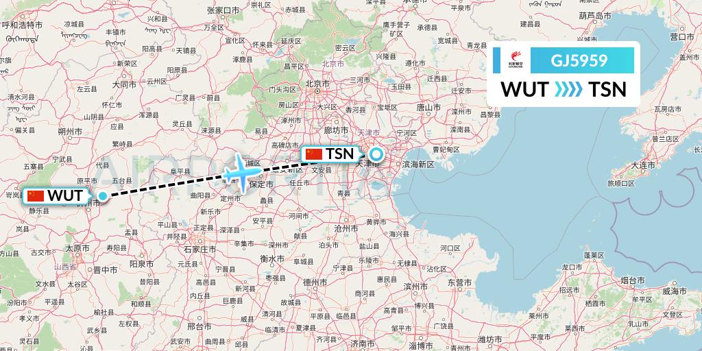 GJ5959 Loong Airlines Flight Map: Taiyuan to Tianjin