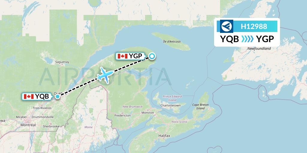 H12988 Hahn Air Systems Flight Map: Quebec to Gaspe