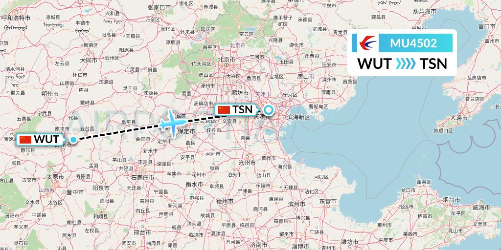 MU4502 China Eastern Airlines Flight Map: Taiyuan to Tianjin