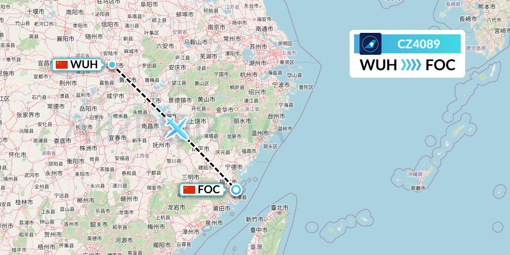 CZ4089 China Southern Airlines Flight Map: Wuhan to Fuzhou