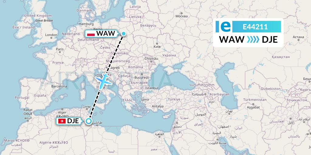 E44211 Estelar Latinoamerica C.A. Flight Map: Warsaw to Djerba