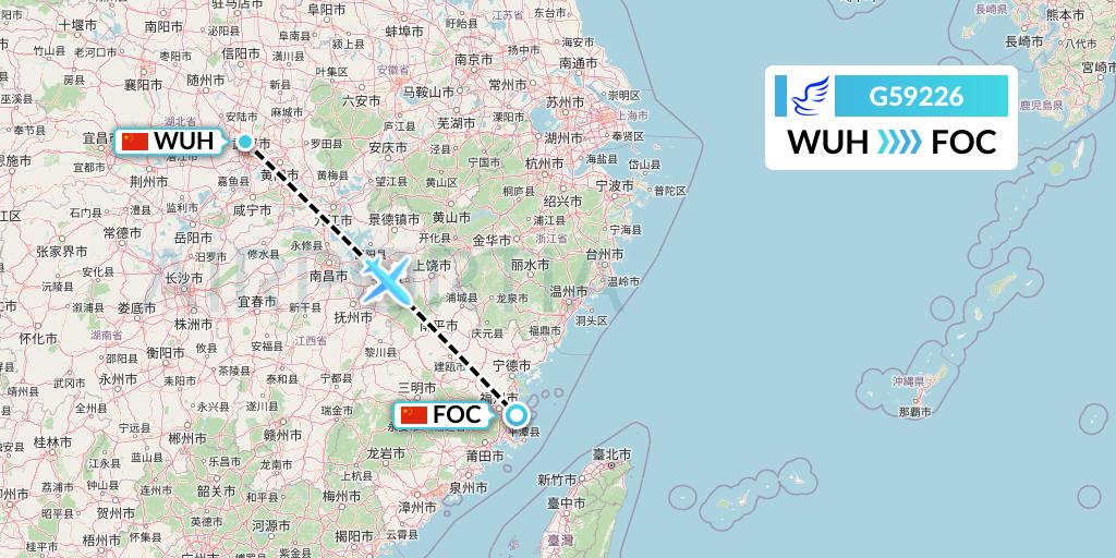 G59226 China Express Airlines Flight Map: Wuhan to Fuzhou