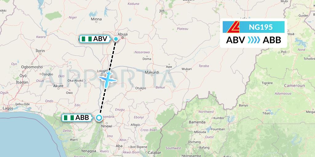 NG195 Aero Contractors Flight Map: Abuja to Asaba