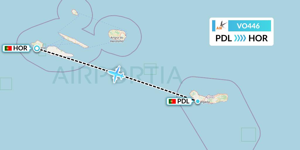 VO446 Voyage Air Flight Map: Ponta Delgada to Horta