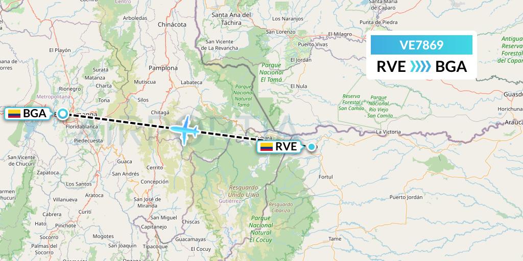 VE7869 Easyfly Flight Map: Saravena to Bucaramanga